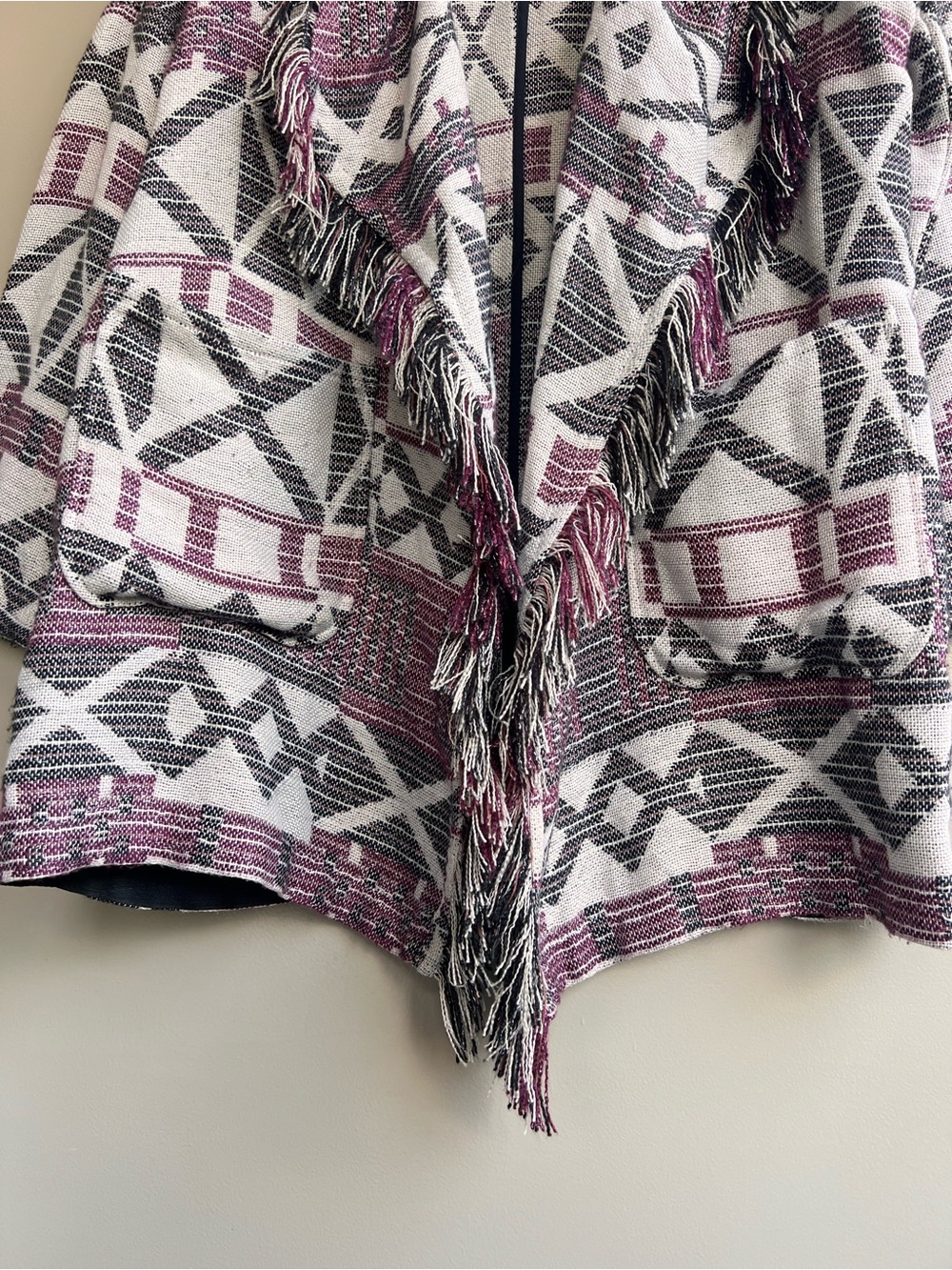 Shyanne Western Fringe Cardigan L Festival Tribal Open Front BOHO Cabincore Fall - Picture 3 of 12